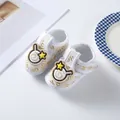 Detailed shot of infant white cloth shoes with soft soles and cute cartoon snail - Size 12 (Inner Length 11cm) / Lollipop-Letter Coffee