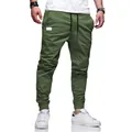 Pantalones jogger casuales de algodón verde oliva para hombre con puños elásticos y cordón - Verde Militar