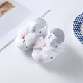 Soft-sole white floral baby shoes with elegant lace bows for newborns and infants - Size 12 (Inner Length 11CM) / Double Layer Bow-White