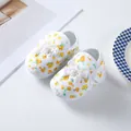 Soft sole baby floral print pre-walker shoes with lace flower and bow decoration white - Size 12 (Inner Length 11CM) / Floral Bow-Small Yellow Flower