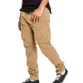 Vue latérale détaillée du pantalon cargo kaki pour homme avec poches fonctionnelles. - Khaki Clair