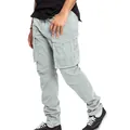 Vue détaillée d'un pantalon cargo gris clair pour homme avec plusieurs poches tactiques - Gris clair