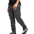 Vue détaillée d'un pantalon cargo gris foncé pour homme avec grandes poches à rabat - Gris foncé