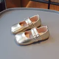 Elegante goldene Metallic-Mary-Jane-Schuhe für Mädchen mit quadratischer Spitze - 26 / Gold