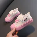 Chaussures en toile basses roses et crème pour enfants avec semelles épaisses antidérapantes - Tailles 21-26 (Lot de 6 paires) / Beige