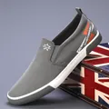 Mocassins gris décontractés pour hommes avec semelle intercalaire blanche et tige en tissu respirant - 38 / Gris (23170)
