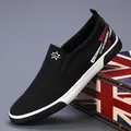 Mocassins décontractés en toile noire pour hommes avec semelle blanche et étoile - 38 / Noir & Blanc (23170)
