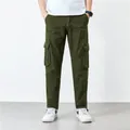 Men's loose fit straight leg cargo pants in army green for casual outdoor activities - 30 / Bottoms / Army Green