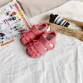 Rosa weiche Sohle Rüschen Baby Mädchen Prinzessin Sandalen mit bequemem offenem Zehen - Wassermelonenrot