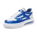 Men's athletic sneakers in white with iridescent blue panels and air cushion sole - 38 / White Blue