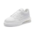 Classic white men's sneakers with air cushion sole and casual lace-up sport design. - 38 / White