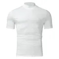 Camiseta blanca de manga corta con cuello alto para hombre en algodón suave de alta calidad - S / Tops / Blanco