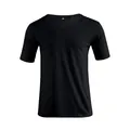 A professional studio shot of a classic black men's V-neck short sleeve summer T-shirt - S / V-Neck Casual Top (23056鸡心领) / Black