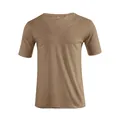Men's V-neck khaki short sleeve t-shirt casual slim fit plain summer top for daily wear - Khaki
