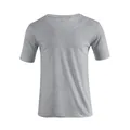 Close-up front view of a classic grey V-neck short sleeve casual T-shirt for men - Light Gray