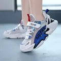 Breathable boys' white and blue mesh sports shoes with durable soles and velcro straps - 38 / Royal Blue Single Mesh