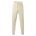 Men's waffle knit drawstring elastic waist casual straight leg trousers in beige color - S / Bottoms / Khaki