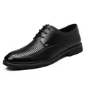 Schwarze Herren Business-Schuhe mit Schnürung und atmungsaktivem Lochmuster für Sommer - 37 / Perforiert Schwarz