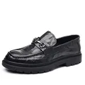 Mocasines clásicos de cuero negro para hombre con suela de lengüeta y detalle de metal - 38 / Negro (5813-2)