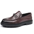 Mocasines de cuero marrón premium para hombre con suela gruesa para uso informal - 38 / Marrón (5813-2)