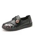 Comfortable black slip-on shoes for women with floral pattern and soft anti-slip sole - 36 / Black