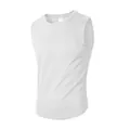 White mesh quick-dry sleeveless gym tank top for men, breathable sports vest - M / Tops / White