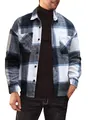Classic blue and white plaid flannel button-down shirt for men with a relaxed fit detail - S / Tops / Sky Blue