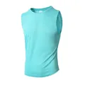 Canotta da uomo celeste in mesh traspirante ad asciugatura rapida per sport e fitness. - Blu lago