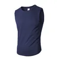 Canotta sportiva da uomo in mesh ad asciugatura rapida blu navy per fitness e palestra. - Blu navy