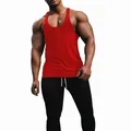 Breathable men's red slim fit fitness tank top for athletic gym and bodybuilding workouts - 3XL / Tops / Wine Red