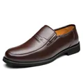 Classic dark brown leather business casual dress shoes for men with a sleek finish - 37 / Business Formal Style (231) / Brown Four Seasons