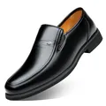 Elegant black men's formal genuine leather slip-on shoes for business office wear - 37 / Business Height Increasing Style (231) / Black (Height Increasing)
