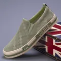 Αναπνεύσιμα λαδί πλεκτά slip-on sneakers για άνδρες με μαλακή σόλα για καθημερινή χρήση - 38 / Πράσινο του Γρασιδιού (23601)