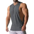 Donkergrijs heren sporttopje met zijsplit voor intensieve fitnesstraining en gym - donkergrijs