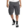 Vista detallada de los pantalones cortos cargo con múltiples bolsillos para hombre en gris oscuro - S / Bottoms / Gris oscuro