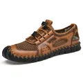 Men's brown outdoor casual water sandals with breathable mesh and hand-stitched sole - 38 / Khaki