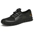 Durable black outdoor wading mesh shoes for men with breathable design and handmade stitching - 38 / Black