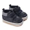 Navy blue baby high-top sneakers with durable rubber soles and velcro straps for infants - Inner Length 13cm (95g) / Blue