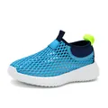 Breathable blue mesh children's slip-on sneakers with lightweight soft white sole - 28 / Teal