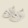 White toddler casual walking sandals featuring adjustable velcro straps and breathable mesh design - Beige