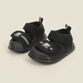 Durable black children's summer walking sandals with anti-collision toe and velcro straps - Black
