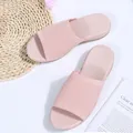 Lightweight pink fly-knit wedge slide sandals for women with breathable mesh upper - Light Pink