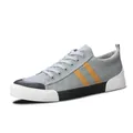 Lässige graue Herren-Canvas-Sneaker mit modischen gelben Streifen und Schnürung bequem - 39 / Hellgrau