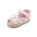 Rosa Prinzessinnenschuhe für Babys mit weicher Sohle und weißer Spitzenblume. - Rosa