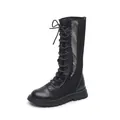 Stylische schwarze hohl geschnittene Schnürstiefel für Mädchen mit atmungsaktivem Mesh-Design - 27 / Schwarz