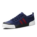 Klassische dunkelblaue Herren-Canvas-Sneaker mit zwei roten Streifen und weißer flacher Sohle - 39 / Blau