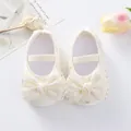 Eleganti scarpine da principessa color crema con grandi fiocchi scintillanti. - Size 11 (Inner Length 10.5cm) / Beige(AS012)