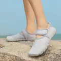 Lightweight grey mesh water shoes with adjustable strap for beach and hiking - Gray