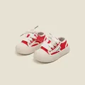 Chaussures en toile rouges et blanches pour bébés avec sangles réglables - Rouge