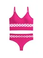 Ensemble de lingerie rose magenta deux pièces avec détails ajourés et sans coutures - Rose rouge